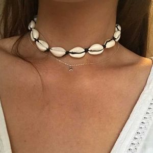 Naszyjniki wiszące bohemian naturalny naszyjnik na kobiety dla kobiet Cowrie Charm Conch Conch Kołnierz Choker Beach Boho Letni naszyjniki biżuterię L24313