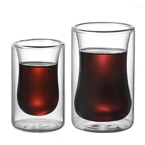 ワイングラス二重壁壁の耐久性のあるホウケイ酸透明なガラスコーヒーマグ断熱カプチーノカップお茶