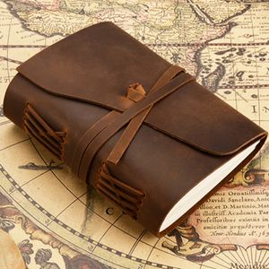 Leather Journal Travel Notebook Handmade Vintage Leather Bound Writing Notebook for Men Women Unlined Travel Journal 240311