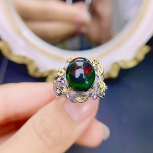 Natural Style Black Opal Ring S925 Sterling silver Exquisite stylish wedding charming jewelry ladies 240229