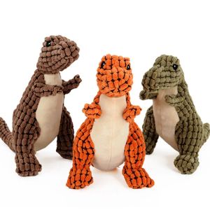 Toys HOOPET Dog Toy VIP Link Indestructible Plush Dinosaur Chew Toys Squeaky Stuffing Pet Supplies for Small Big Dogs