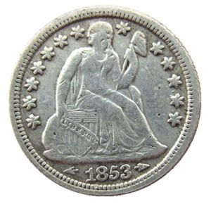 US 1853 P S Liberty Siedząca Dime Silver Plated Coped Copy Craft Promocja Fabryka Nice Home Akcesoria Silver Monety233v
