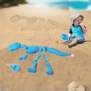 Verão Abs Plástico Dino Bebê Jogar Ferramentas de Areia com Molde de Areia Engraçado Conjunto Dinossauro Esqueleto Ossos Praia Brinquedo Crianças Crianças 240228