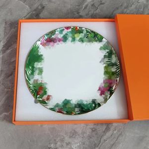 Дизайнерская тарелка Посуда серии «Лес» с узором «Цветы и листья» Большие тарелки 16 дюймов с коробками