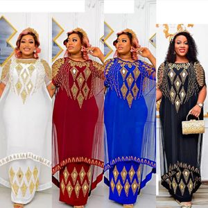 Vestidos africanos falsos de duas peças para mulheres tradicionais da Nigéria malha broca caftan vestido abaya musulman robe femme roupas 240228