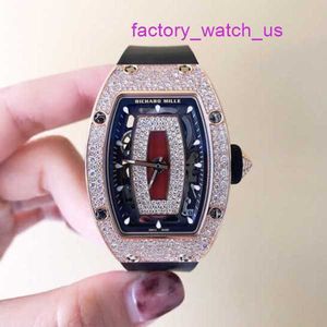 Female Watch RM Watch Dress Watch RM07-01 Women's Ceramic Rose Gold Machine 31*45mm Women's Table RM07-01 Rose Gold Original Diamond Red Lip