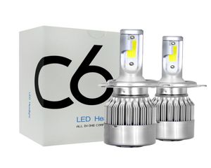 新しい全部で最低C6 LEDカーヘッドライト72W 7600LMコブオートヘッドランプ電球H1 H3 H4 H7 H11 9004 9007カーライト9038676