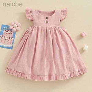 Flickans klänningar Mama S Sunshine Toddler Baby Dress Summer Ruffle Sleeve Decor Dresses Cute Princess Clothes LDD240313