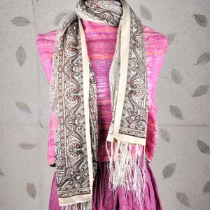Broderad sari spets halsduk för kvinnor kreativ haklapp kreativ personlighet vintage sjal vår och höst tunn lång stil