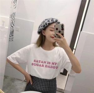 Sommermode Tops T-Shirt Satan Is My Sugar Daddy Tumblr Mädchen Shirt Ästhetische Kleidung Baby Kawaii lässig Harajuku TShirt1819850