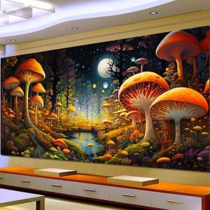 Stitch 100x200 cm Stor 5D DIY Diamond Målningssatser Full Drill Yellow Mushroom Night Moon Landscape Crystal Rhinestone broderi G458