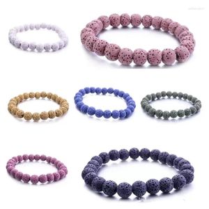 Charm-Armbänder, 10 Stück, 8 mm, bunte Lavastein-Perlen, DIY-Diffusor für ätherische Öle, Armband, Yoga-Strang-Schmuck