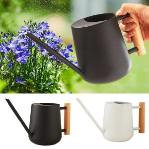 Cans Gardening Watering Can Water Can For Plants Household Shower Pot Long Spout Open Top Wooden Handle Stainless Steel For Garden