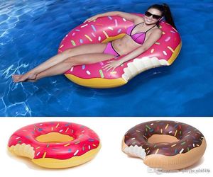 2016 Yaz Su Oyuncak 48 inç Gigantic Donut Yüzme Şamandıra Şişme Yüzme Halkası Yetişkin Havuz Şamandıraları 2 Renk Çilek ve CH1118939