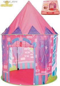 Tendas de brinquedo para crianças, tenda de brinquedo para crianças, tenda pop-up, castelo azul, playhouse, jogo interno, festa, presentes de aniversário, criança para meninas, tenda dobrável l240313