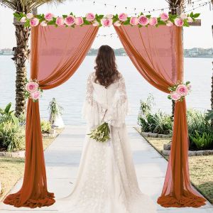 Cortinas para sala de estar, quarto, decoração de casamento, arco, tecido de chiffon, cortina para festa, hogar