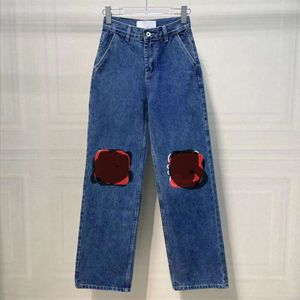 Alta edizione Nuovi jeans in denim di cotone con logo stampato unisex ricamato