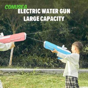 Giochi con la sabbia Divertimento in acqua Pistola Giocattoli Pistola ad acqua elettrica Pistole ad acqua automatiche Pistola ad acqua ad acqua di grande capacità per adulti Bambini Giocattolo da spiaggia estivo Ragazzi YQ240307 L240313