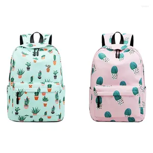 Torby szkolne Dome Waterproof Fairy Ball Plant Printing Plecak Women Cactus Bookbag Cute Bag dla nastoletnich dziewcząt Kawaii Pink zielony knap