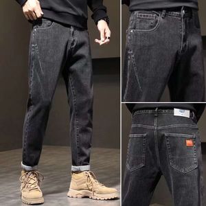 Brand Jeans Trendy Men In Spring Autumn, New Korean Style Small Straight Casual Cropped For Young Fashionable And Handsome Harlan Pants Style