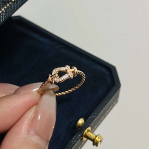 Anelli di diamanti a ferro di cavallo di marca di lusso Anello di fascino con serratura a secchiello in argento sterling con design di forza per le donne Gioielli di fidanzamento da sposa