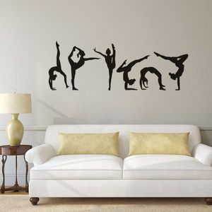 Gymnastics Girls Wall Sticker Sport Vinyl Wall Decal Gymnastics Silhouette Wall Poster Home Deocoration Girls Room Mural305e