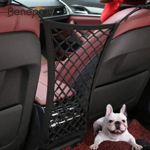 Transportörer benepaw mesh bil hund framsät barriär elastisk fordonsstol netto arrangör design för bilar suvs universal passar lätt att installera