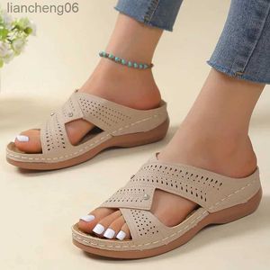 Sandaler Sandaler Kvinnor Summerskor Kvinnor Elegant Low Heels Sandaler Summer Slippers Zapatos Mujer Wedge Heeled Sandals Female 2024L24313