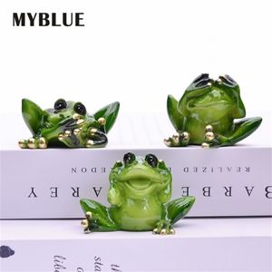 Zestaw MyBlue 3 szt. Nie rozmawiaj, nie słuchaj, nie wyglądaj na żaba miniaturowa bajkowa wróżka nordycka pokój domowy Decoratio292a