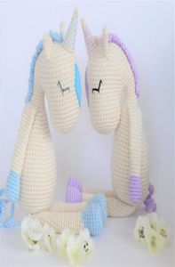 Tığ işi amigurumi tek boynuzlu at doldurulmuş hayvan çıngırak bebek oyuncak hediye4754189