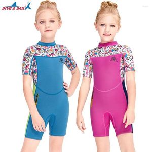 Kvinnors badkläder 2024 2,5 mm Neopren Wetsuits Kids Premium Shorty Jumpsuit For Boys Girls Swimsuit Bathing Diving Suit One-Piece Short