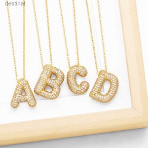 Pendant Necklaces FLOLA Chunky Clear Crystal Initial Necklaces For Women Balloon 26 Letters Custom Name Necklace Birthday Jewelry Gifts nkeb798L242313