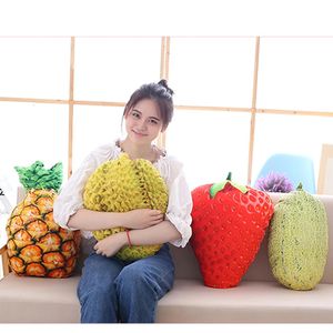 Simulation Fruit And Vegetable Pillow Cushion Plush Strawberry Pineapple Tomato Eggplant Pumpkin Durian Cantaloupe Stuffed Toys 240308