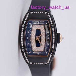 Захватывающие часы RM Watch Hot Watch RM07-01 Белый керамический корпус с полым циферблатом и бриллиантами Женские часы с красной губой RM0701