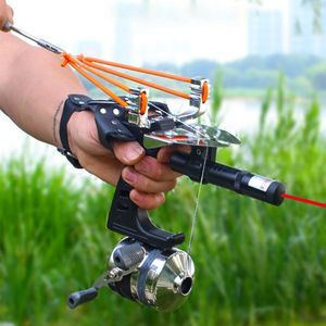 Slings tiro estilingues de pesca arco e flecha tiro poderoso composto de pesca arco captura peixe alta velocidade caça 2020238s