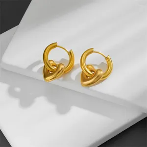 Hoop Earrings French Peach Heart Titanium Steel 18K Gold Plated Waterproof Low Allergy Jewelry Suitable For Women Ladies Girls