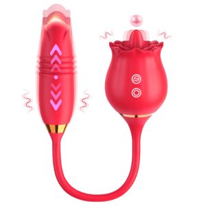 Kushor Rose Vibrador para Mulher G Spot Clitoral Estimulação Língua Lambendo Empurrando Vagina Clit Mamilo Otário Adultos Brinquedo Sexual 240311