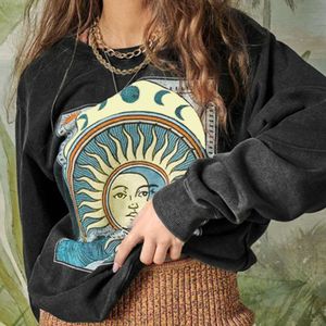 ML21060 Knitted Round Neck Printed Long Sleeved Hoodie for Women's Ins Autumn New Loose Casual Outerwear Top