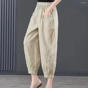 Pantaloni da donna Pantaloni con trama in seta Elastico a vita alta Harem per donna Tinta unita Gamba larga Lunga Stile streetwear Primavera