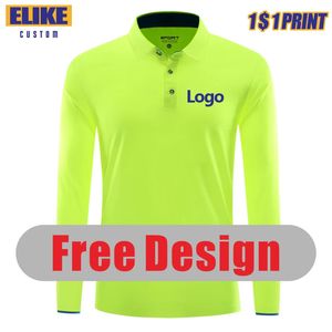 ELIKE Polo sportiva a maniche lunghe ad asciugatura rapida Stampa personalizzata Ricamo Traspirante Estate Uomo e donna Top S-6XL 240313