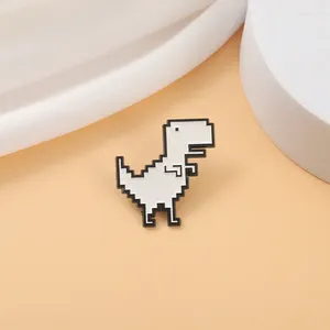 Broches recreativos pixel estilo dinossauro caixa de metal design emblemas broche esmalte pinos etiqueta saco mochila chapéu jóias presente