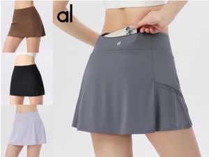 AL-8812 yogasports tênis saia yoga corrida plissado esportes roupas de ginástica roupas íntimas femininas estudante fitness de secagem rápida dupla camada anti-exposição sexy shorts saias