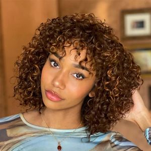 Sleek Human Hair Wigs for Women Jerry Curly Short Pixie Cut Bob Brazilian Human Hair Wigs with Bang Curly Human Hair Wigs