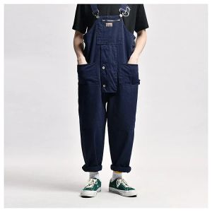 2023 Spring Men Overalls Solid Color Jumpsuits Joggers Fashion Casual Multi Pockets Streetwear Safari Style Daily Cargo