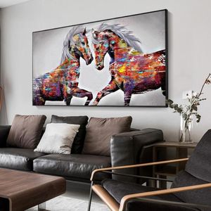絵画キャンバス絵画動物壁アートホースライオンタイガーオイルポスターとリビングルーム用のプリントホームデコー248s