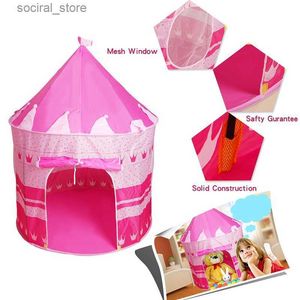 Toy Tents Newest Play Tent Portable Foldable Tipi Prince Folding Tent Children Boy Castle Cubby Play House Kids Gifts Outdoor Toy Tents LJ200923 L240313