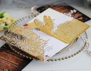 3D Wedding Invitations Reflective Gold Laser Hollowing Threedimensional Bride And Bridegroom Invitation Cards For Wedding Engagem7170280