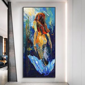 Leinwand Malerei Abstrakte Meerjungfrau Wand Kunst Bild Nordic Moderne Poster Und Drucke Für Wohnzimmer Hause Dekoration253Q