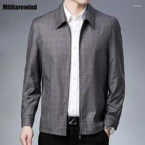 Erkek Ceket Marka Ceket 2024 Giyim Harajuku Moda Ofisi Nedensel Ceket Zip Ekose Orta Yaşlı Adam Yüksek Kalite
