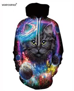 Men039s Hoodies Sweatshirts Galaxy Cats Wolf Skeleton 3D över hela tryck Crewneck Pullover Casual Hipster Vocation Streetwear 7231867